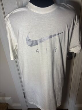 Nike White T-Shirt with Silver Swoosh and AIR